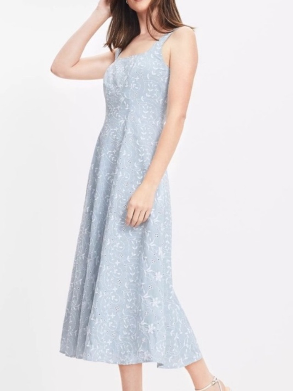 Loft Blue Floral Midi Dress